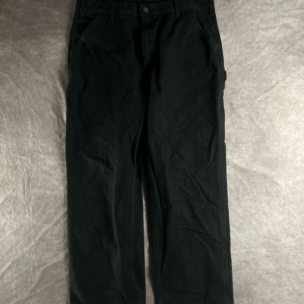 Carhartt Pants Mens 38x30 Black Duck Canvas Carpenter Dungaree Workwear